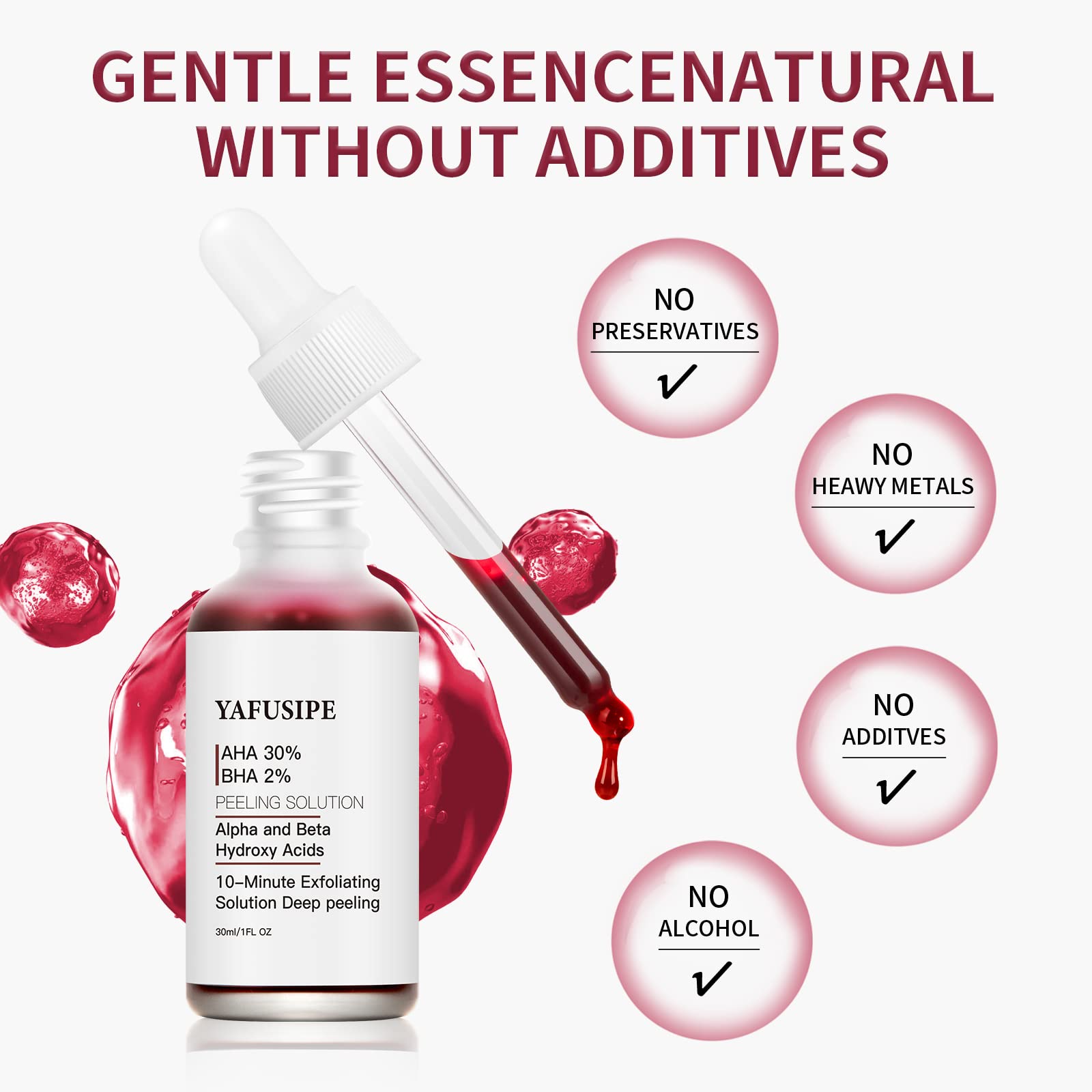 AHA 30% + BHA 2% Peeling Solution Exfoliating Chemical Skin Peel for Face at Home Facial Mask Red Peeling BHA Liquid Exfoliant Acid Peels Salicylic Acid Exfoliators Acid Peel for Face Gifts1Floz